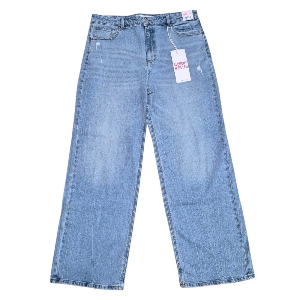 NWT Celebrity Pink Juniors Slouchy Wide Leg Baggy Jeans Size 15/32 & 21/35 Blue